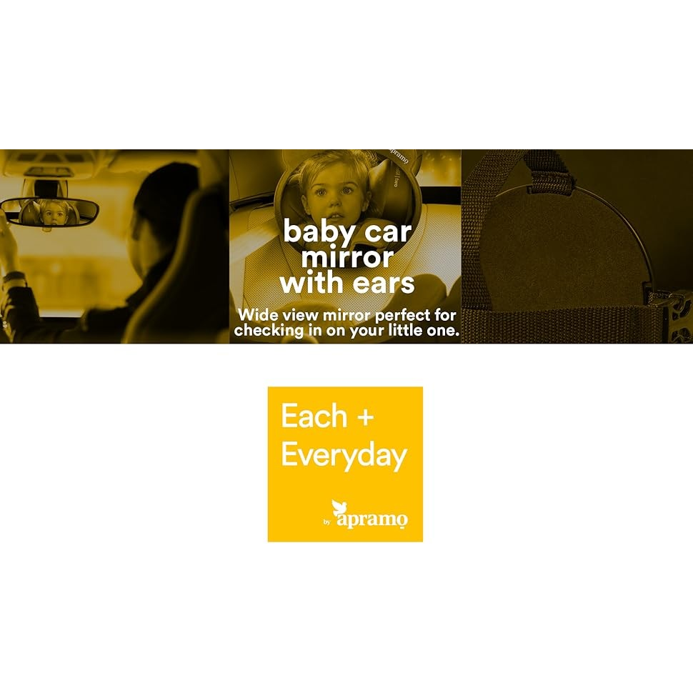 apramo baby car mirror with ears compatible with rear facing car seats and infant carriers