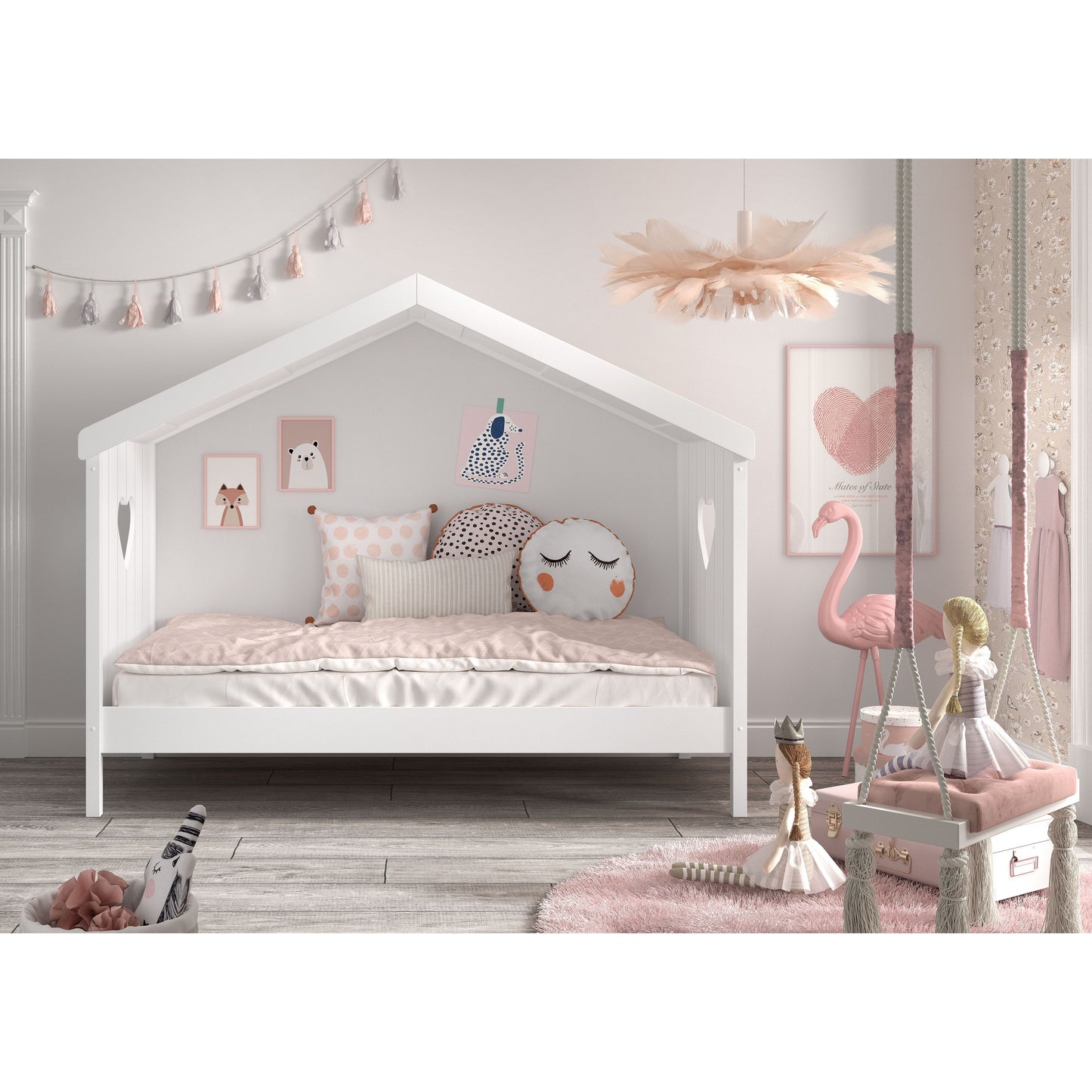 VIPACK AMORI house bed without back panel 90 X 200cm white