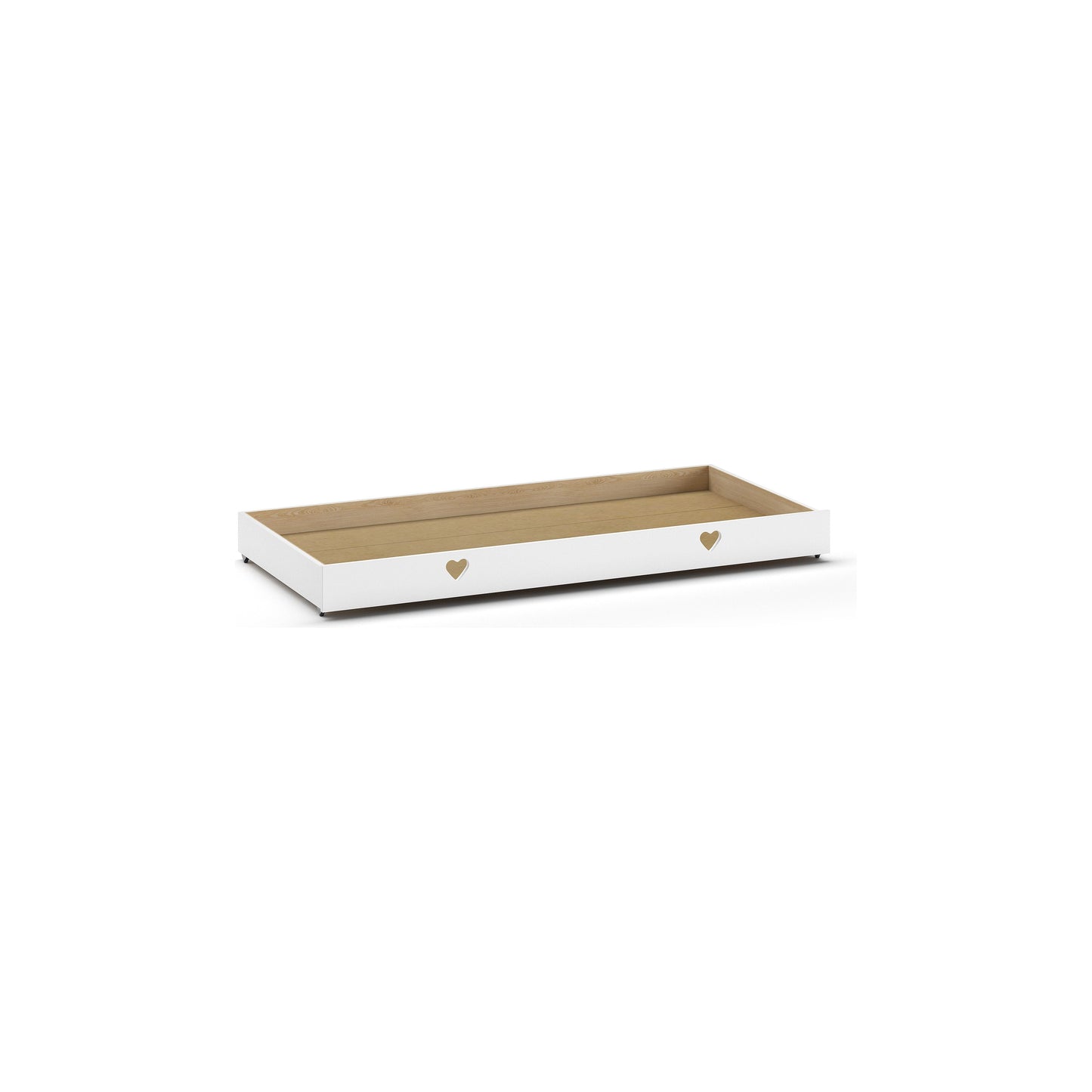 VIPACK AMORI house bed with heart shaped back panels 90 X 200cm white including underbed storage drawer