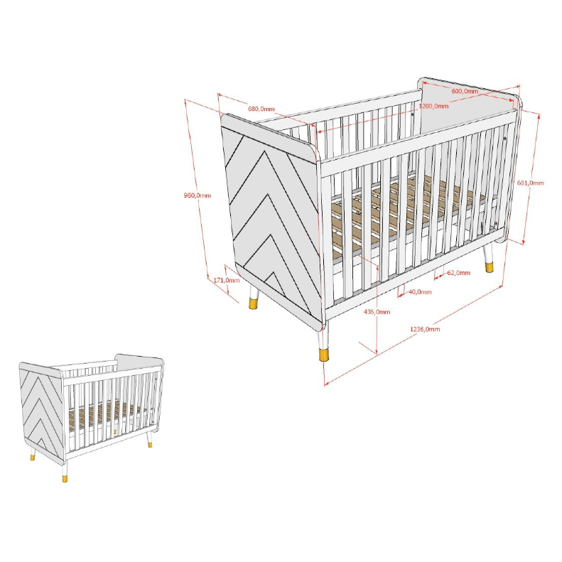 JAXX BILLY cot 120 x 60cm satin white