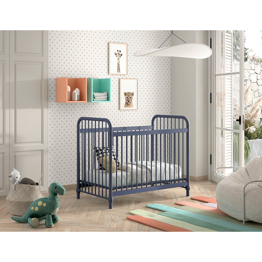 VIPACK JAXX BRONXX industrial metal Cot 120 x 60cm matt blue