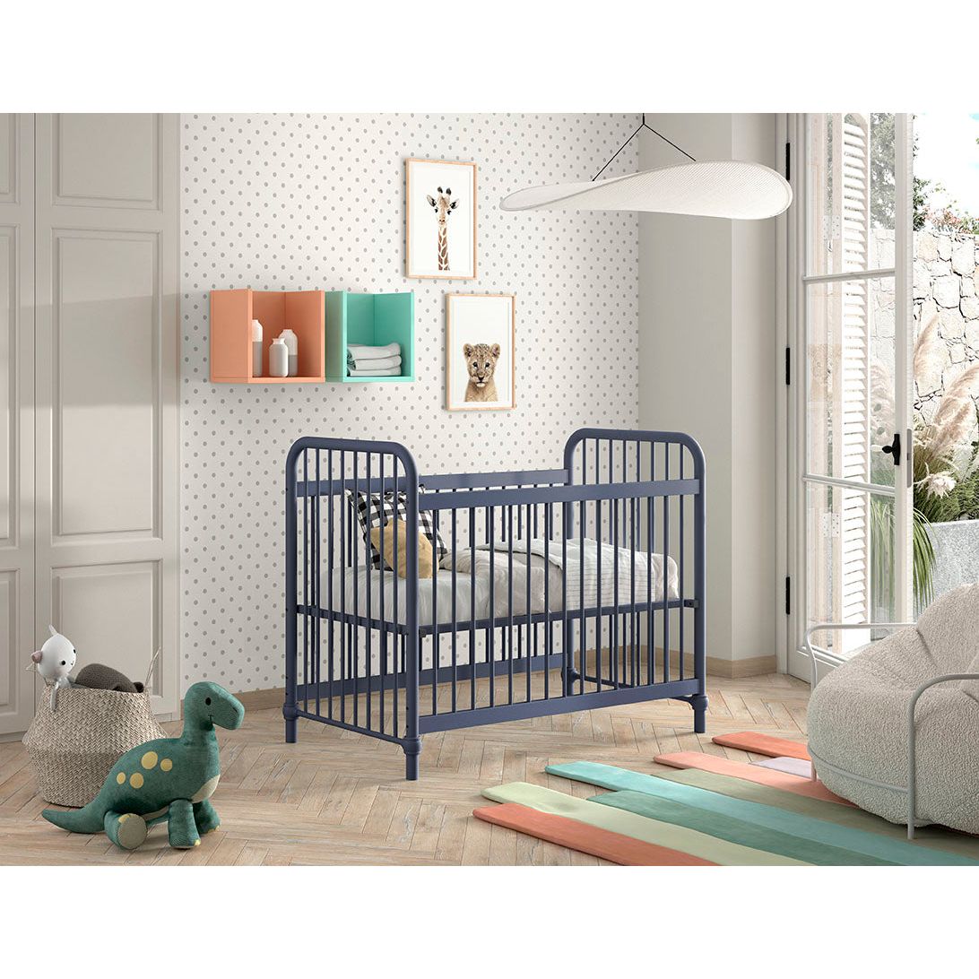 VIPACK JAXX BRONXX industrial metal Cot 120 x 60cm matt blue