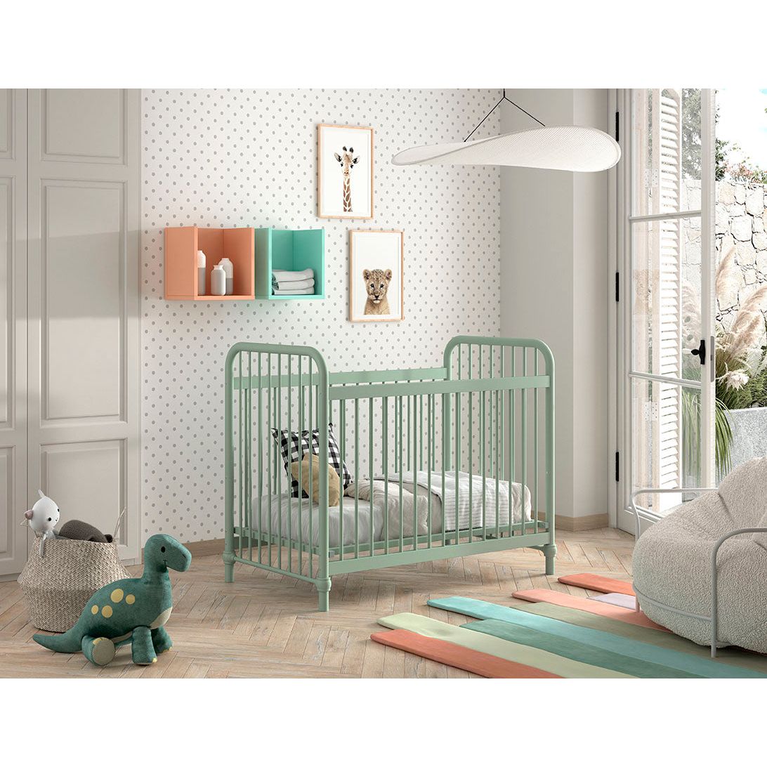 VIPACK JAXX BRONXX industrial metal Cot 120 x 60cm matt olive green
