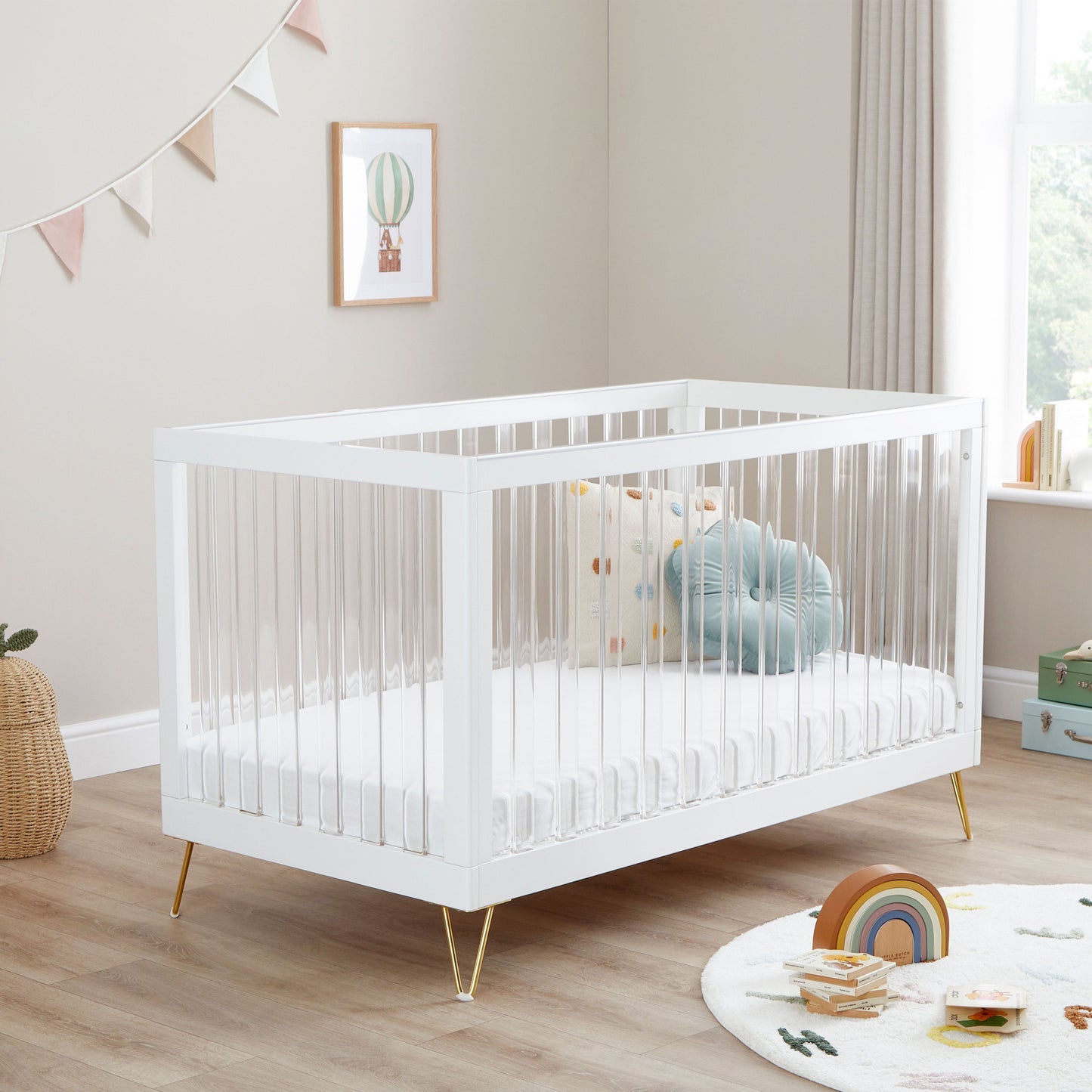 Babymore Kimi XL Acrylic Cot Bed 140 x 70cm