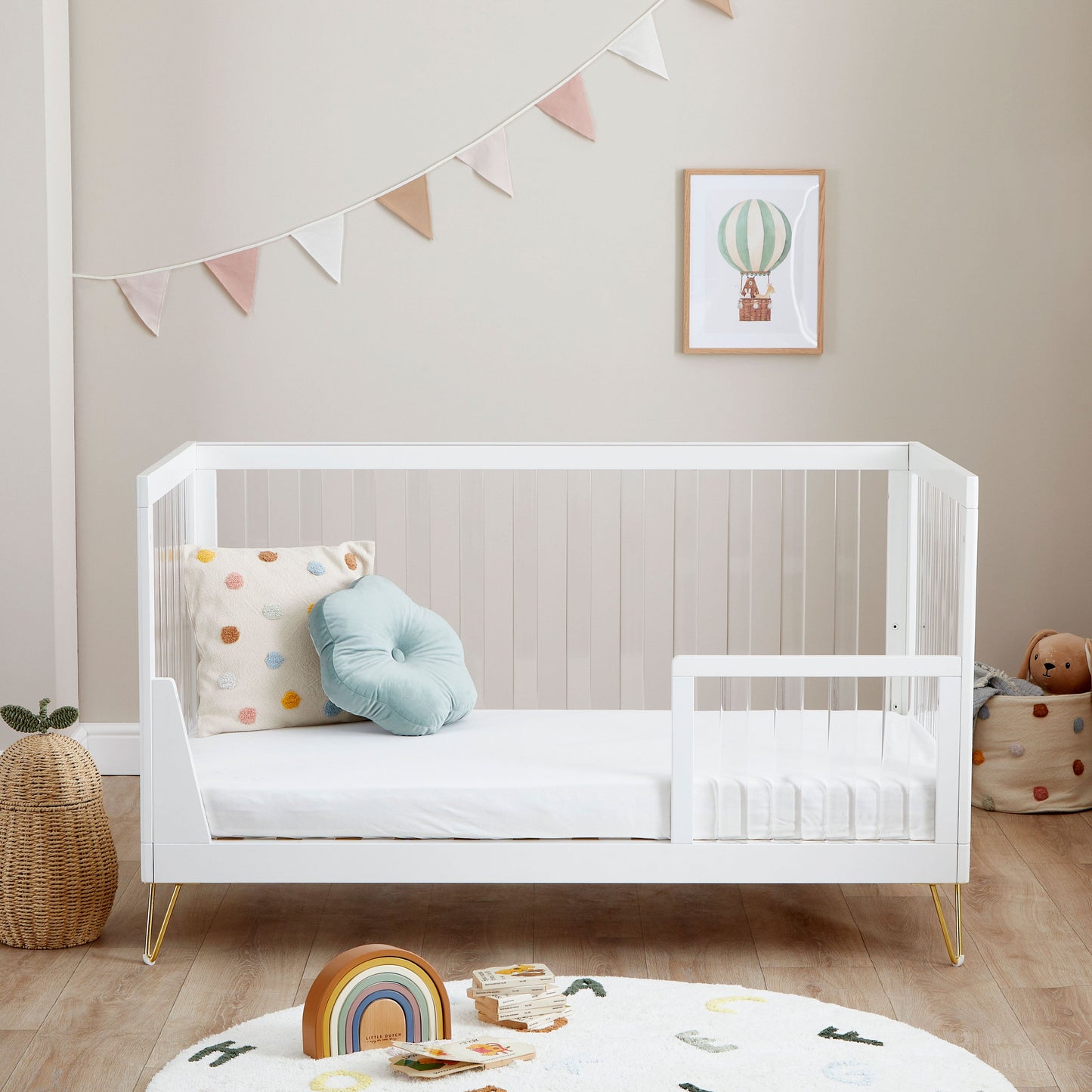 Babymore Kimi XL Acrylic Cot Bed 140 x 70cm