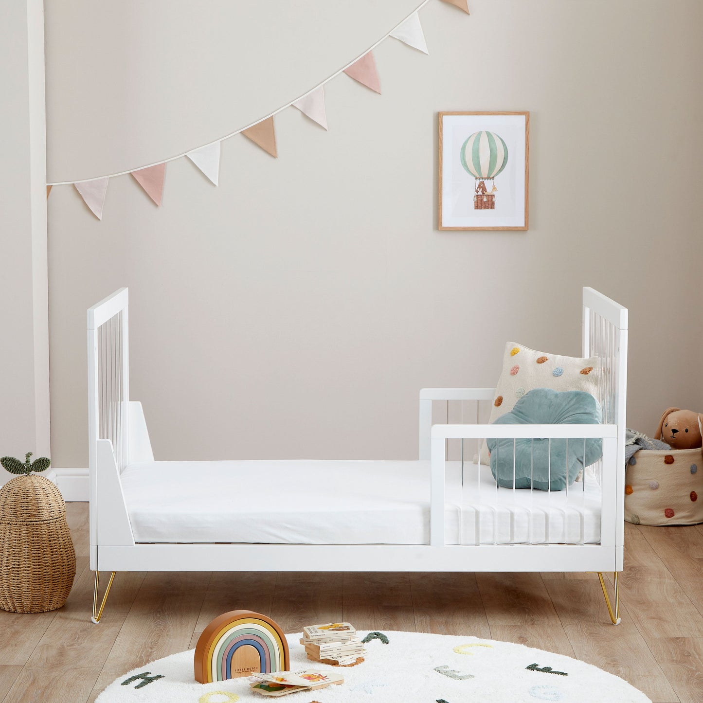 Babymore Kimi XL Acrylic Cot Bed 140 x 70cm