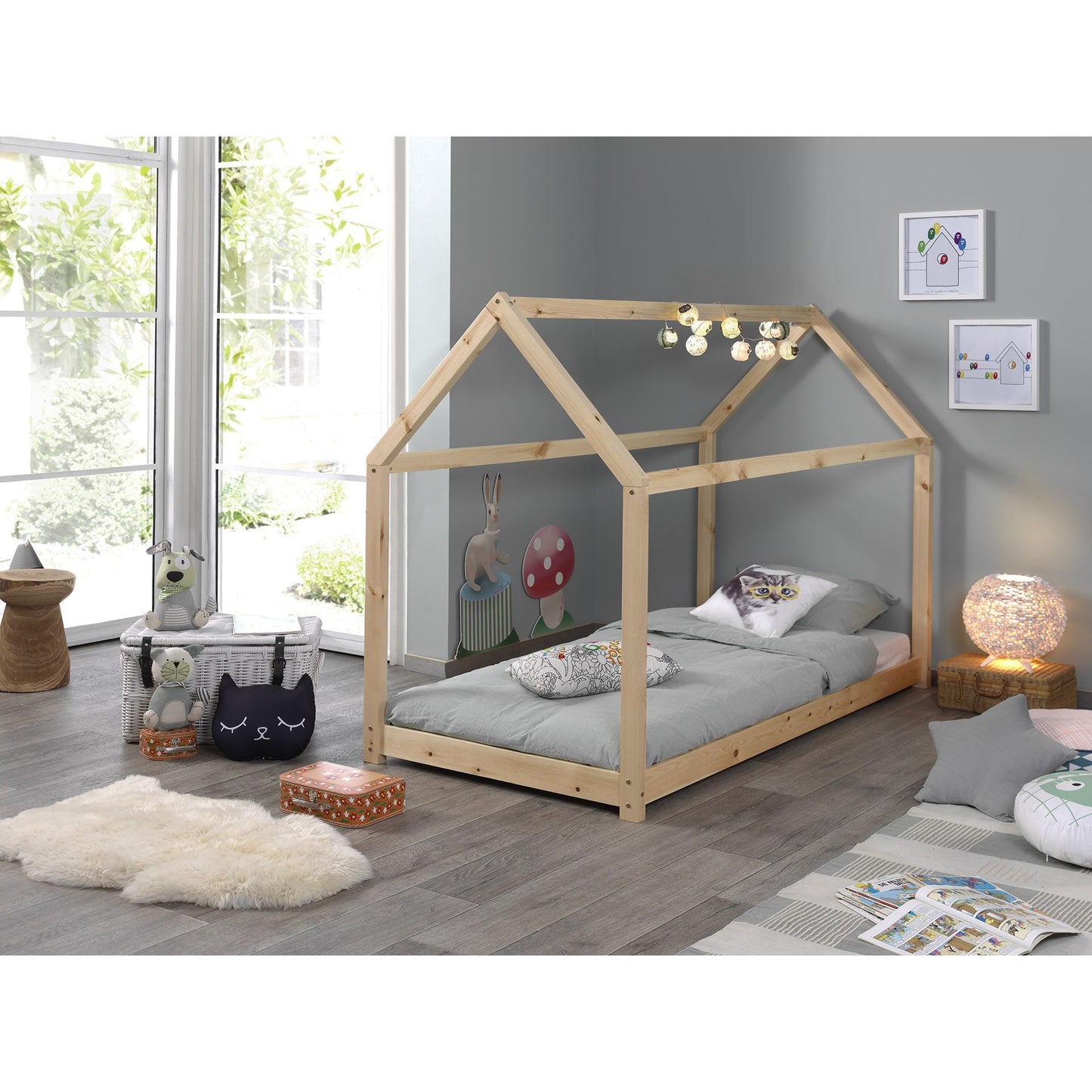 VIPACK JAXX CABANE kids house bed 90 x 200cm natural