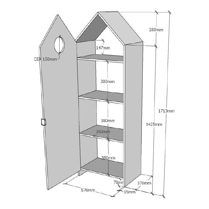 VIPACK JAXX CASAMI BEACH HOUSE wardrobe 1 door grey