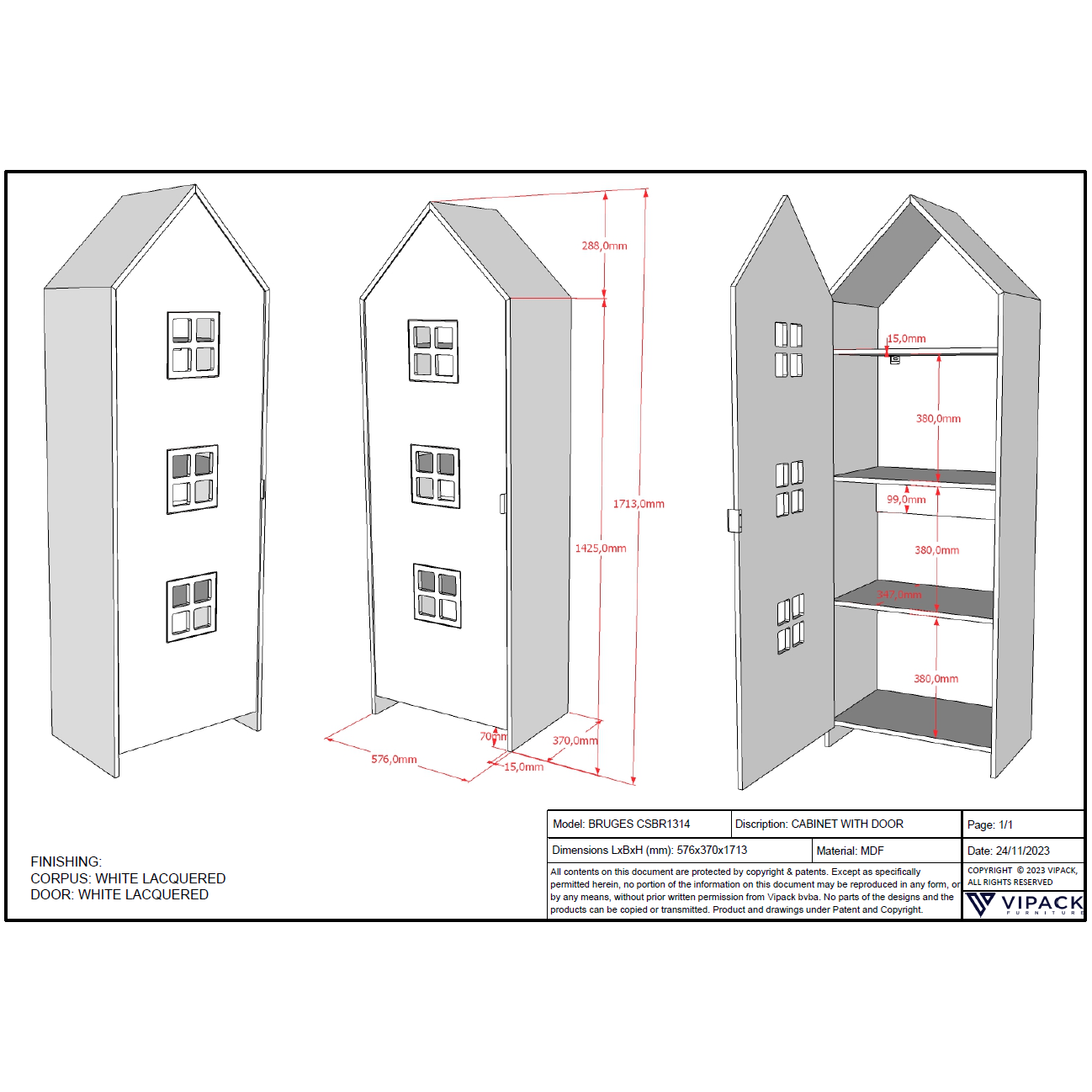 JAXX CASAMI BRUGES wardrobe with satin white door