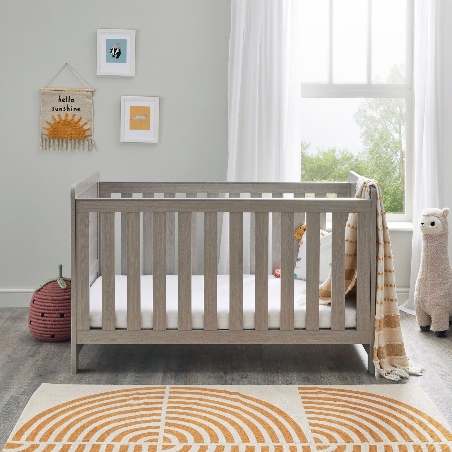 Babymore Caro Cot Bed 140 x 70cm Grey Wash