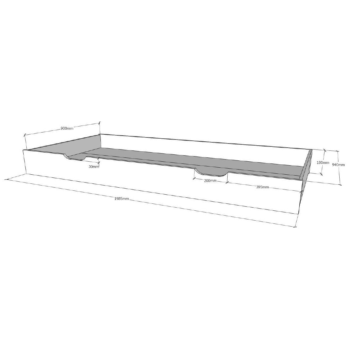 VIPACK DALLAS European single house shaped day bed 90 X 200cm white with storage drawer