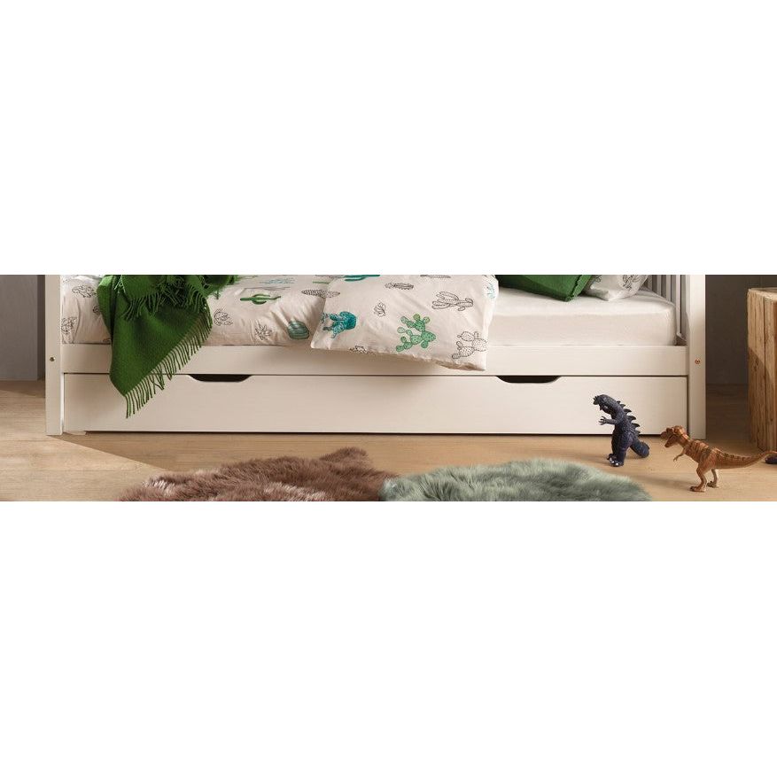 VIPACK DALLAS European single house shaped day bed 90 X 200cm white with storage drawer