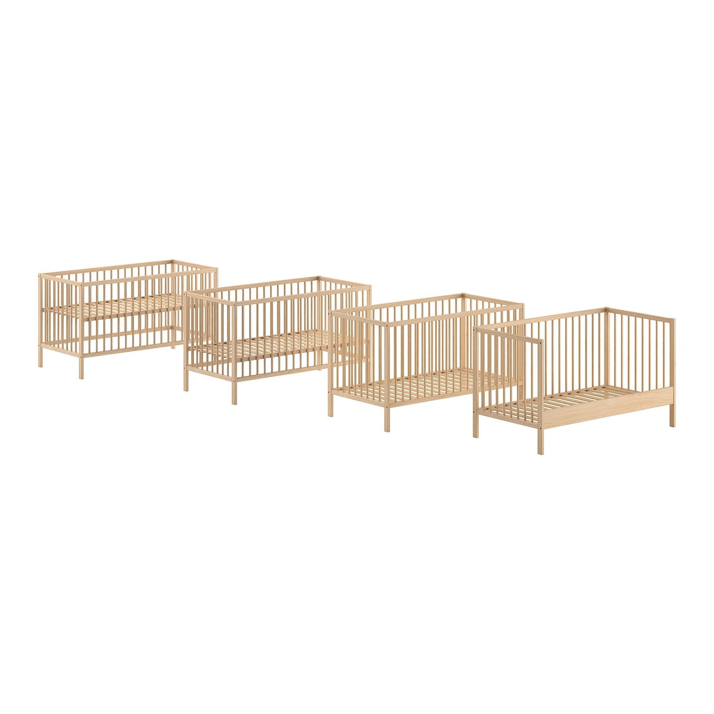 VIPACK JAXX DINO cot bed 140 x 70cm & baby changing table bundle natural