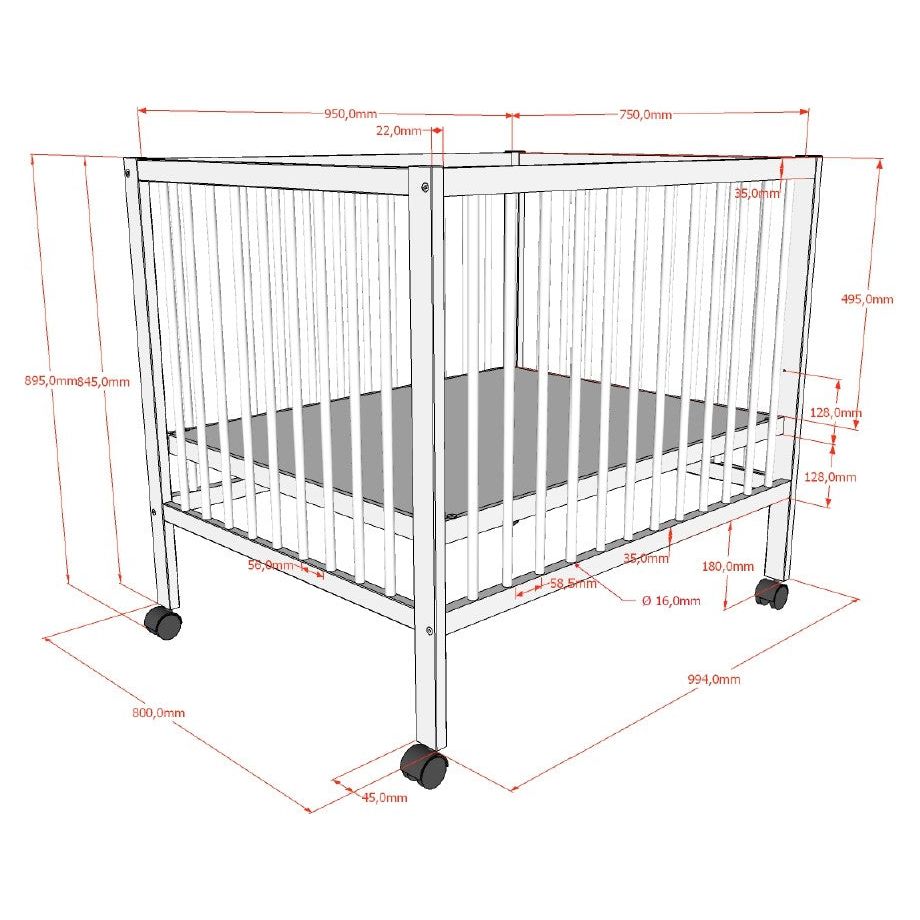 VIPACK JAXX DINO baby & toddler playpen 95 x 75cm white