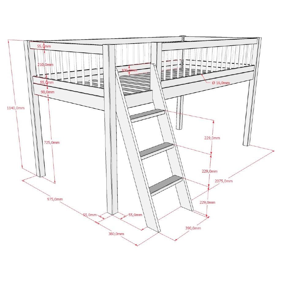 VIPACK FORREST European single mid sleeper 90 x 200 cm oak