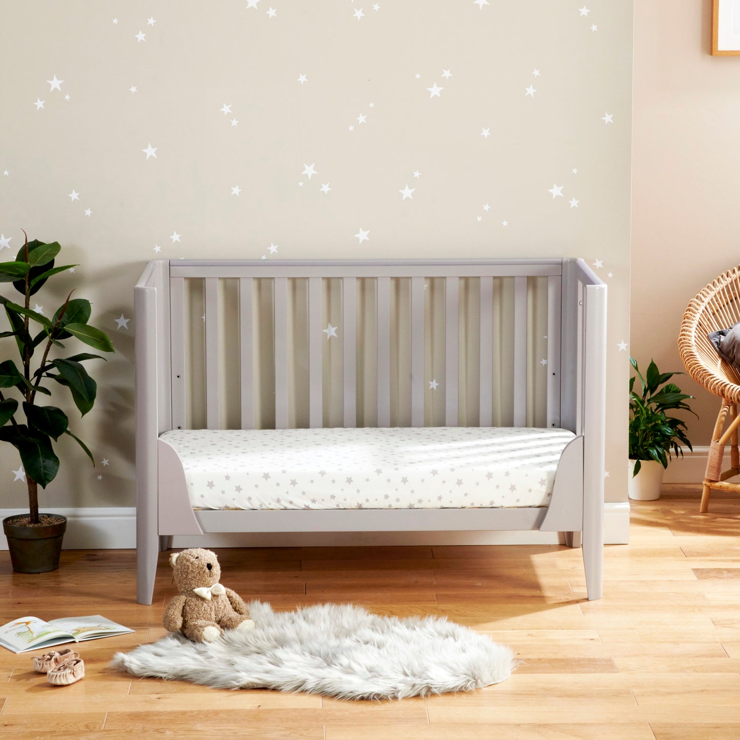 Babymore Iris Cot Bed 120 x 60cm Grey