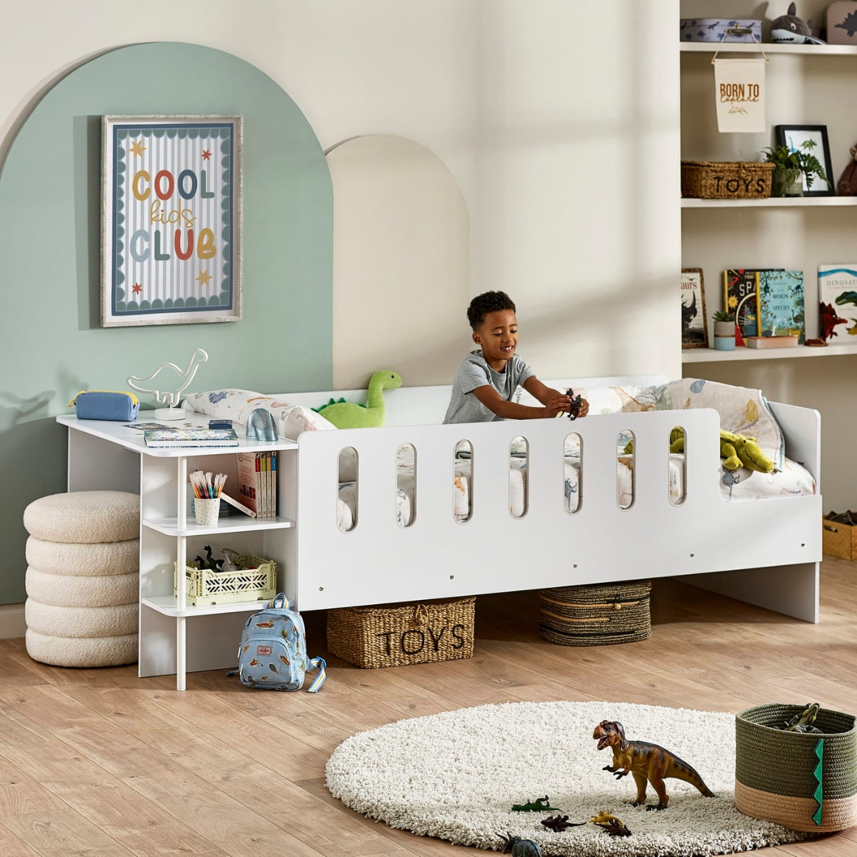 Julian Bowen Vision Kids Low Sleeper Bed White - with desk