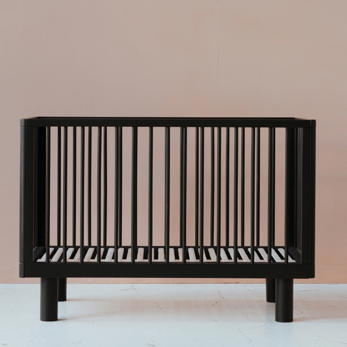 KARL & FRIC Nox cot 120 x 60cm black satin inc conversion rail