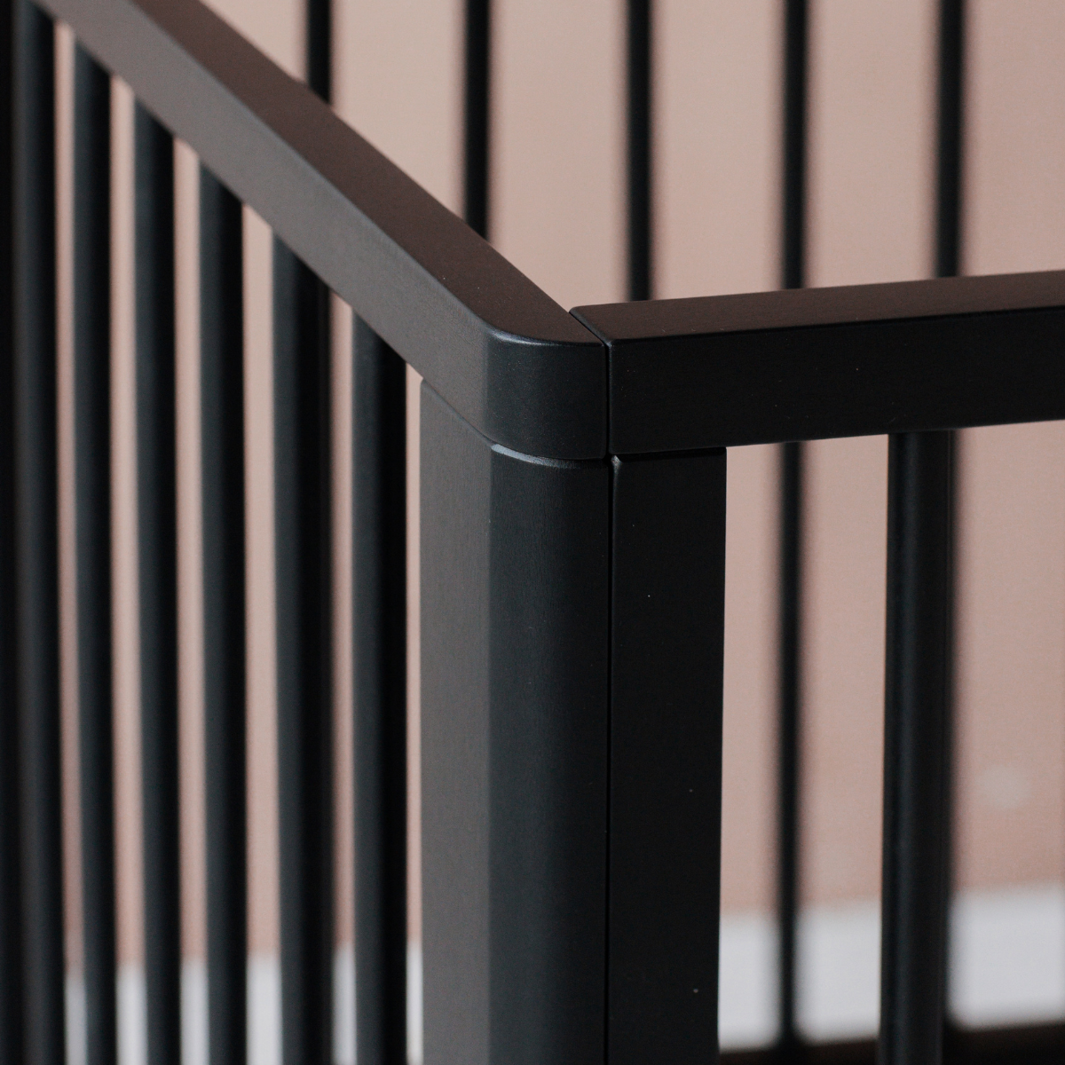 KARL & FRIC Nox cot 120 x 60cm black satin inc conversion rail