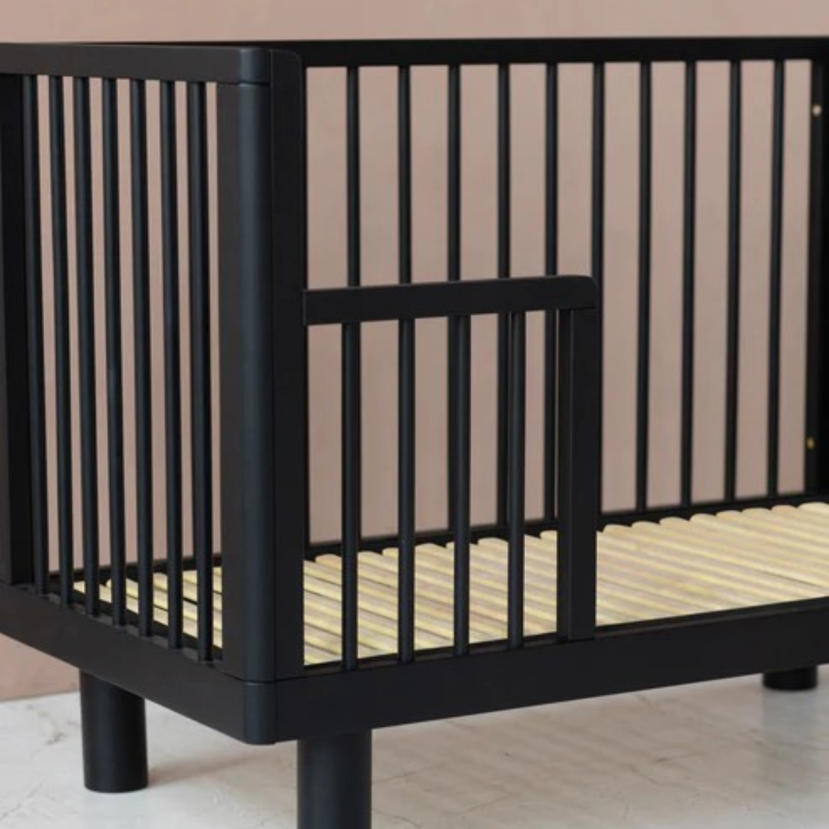 KARL & FRIC Nox cot 120 x 60cm black satin inc conversion rail
