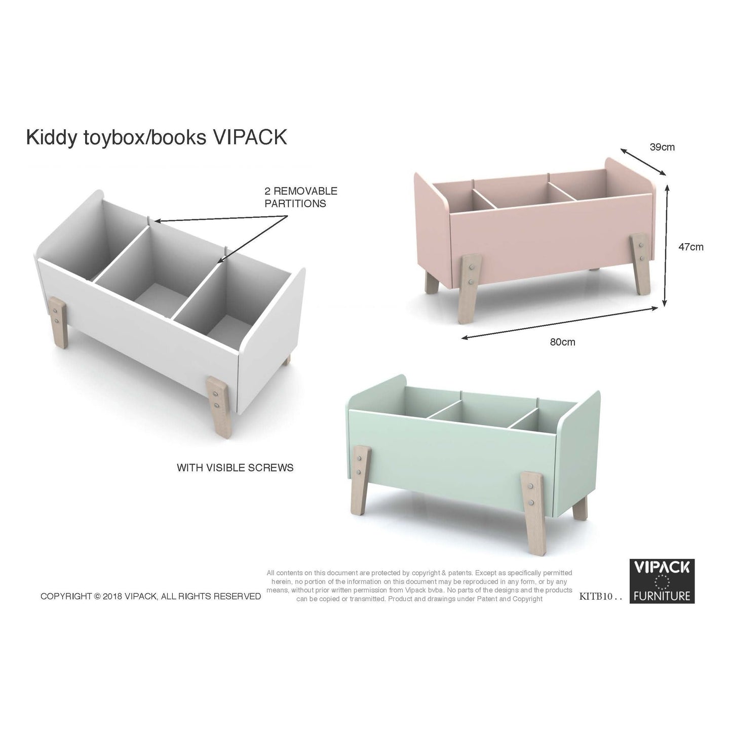 VIPACK JAXX KIDDY toy box cool grey