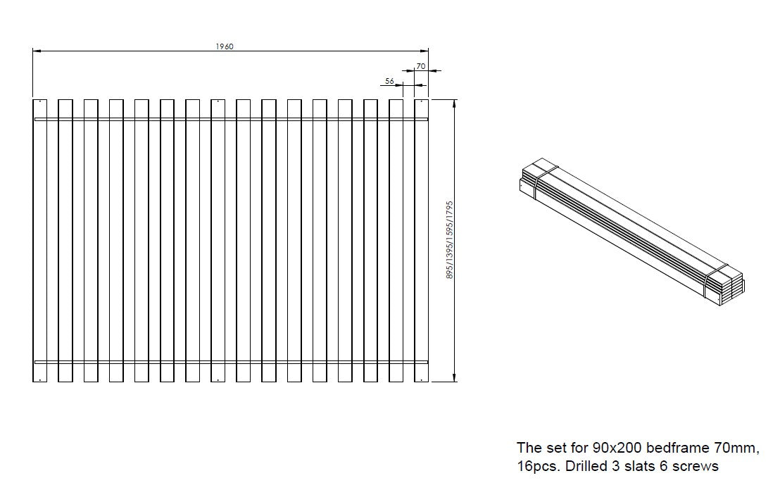 VIPACK PINO European single bed 90 X 200cm white