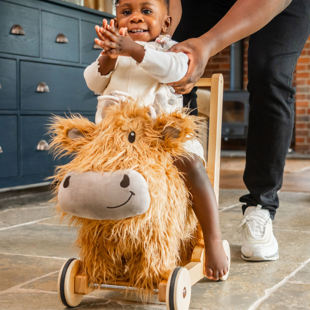 Little Bird Told Me Hubert Highland Cow Push Along Baby Walker