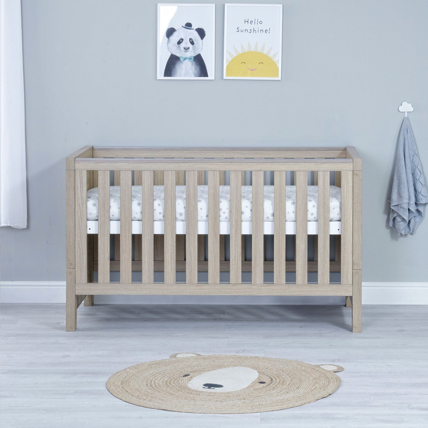 Babymore Luno Cot Bed 140 x 70cm Oak