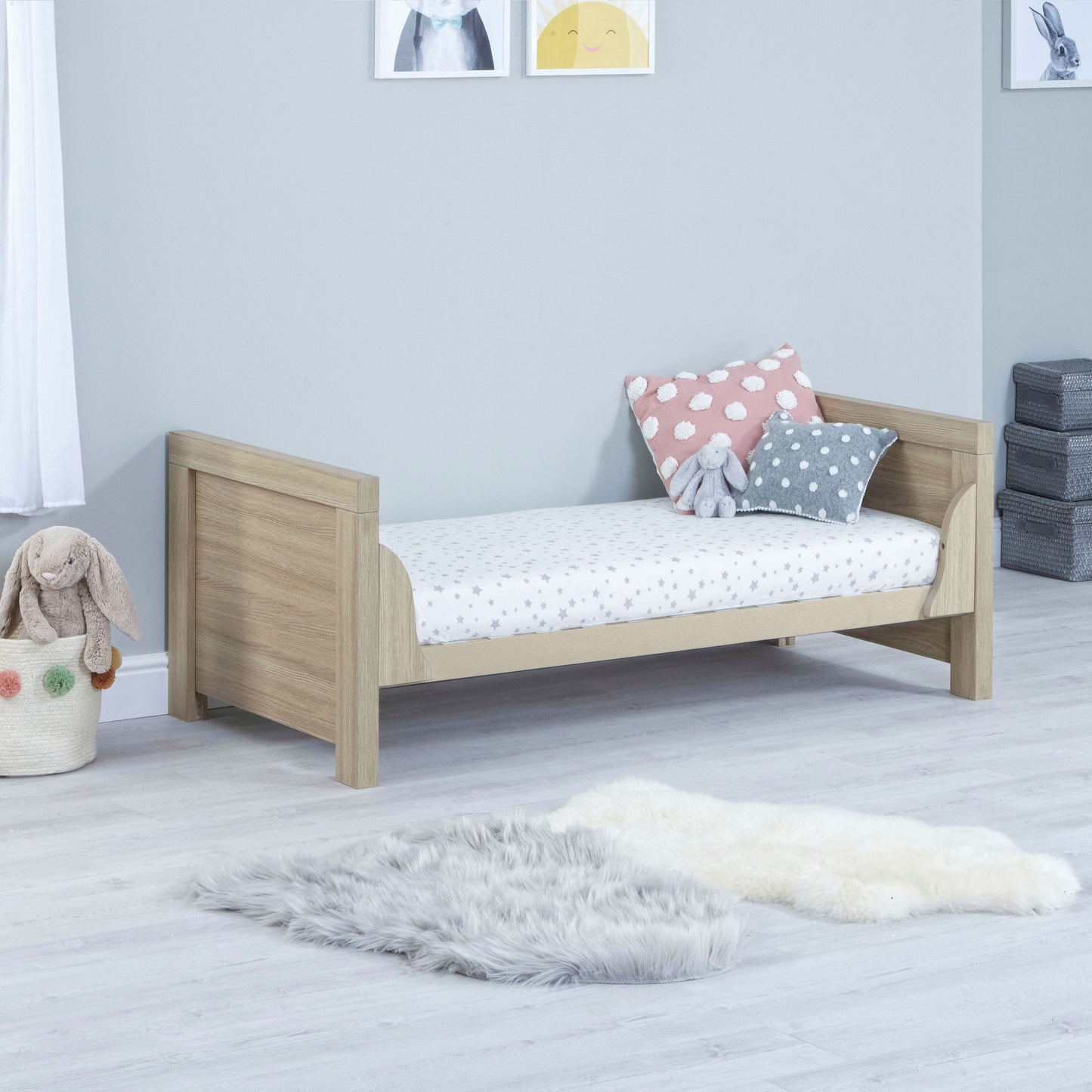 Babymore Luno Cot Bed 140 x 70cm Oak