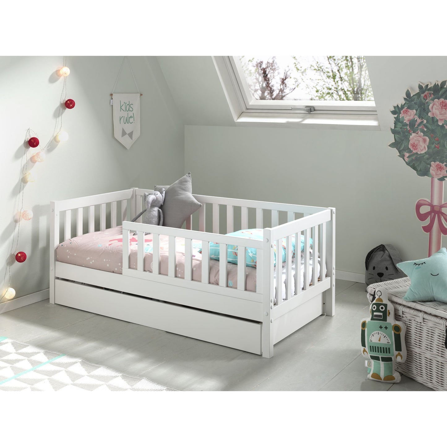 VIPACK JAXX PEUTERBED toddler bed drawer white