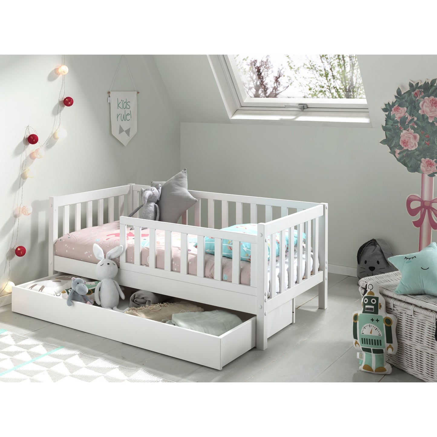 VIPACK JAXX PEUTERBED toddler bed drawer white
