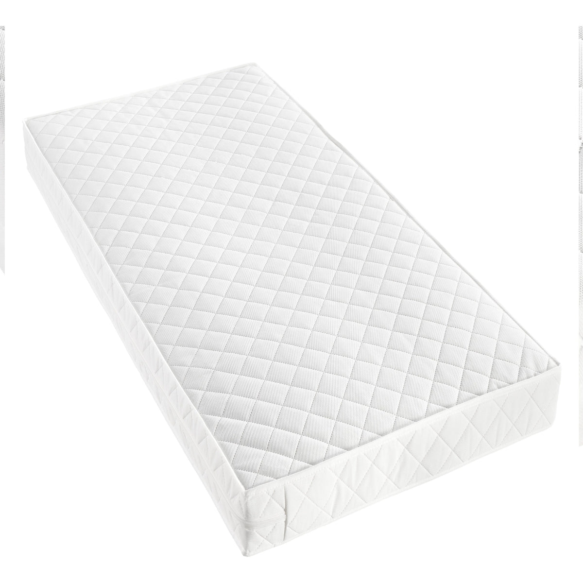 babymore Pocket-Sprung 120 x 60cm cot mattress with removeable cover on plain white background