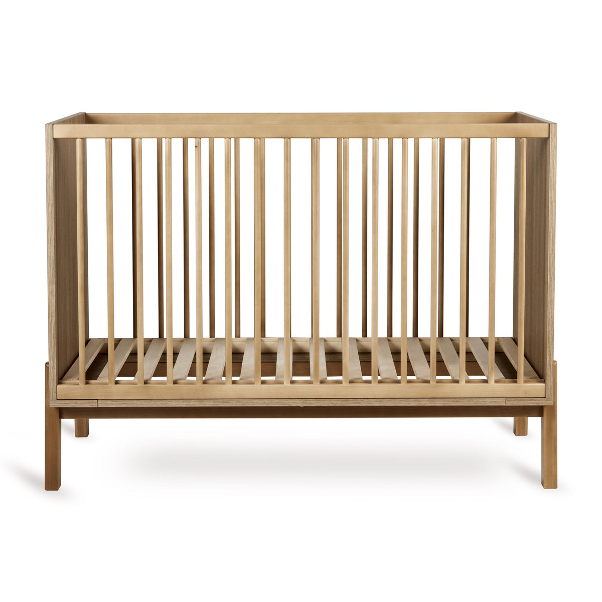 Quax Ashi 120 x 60cm baby cot in Honey Ash without mattress on plain white background