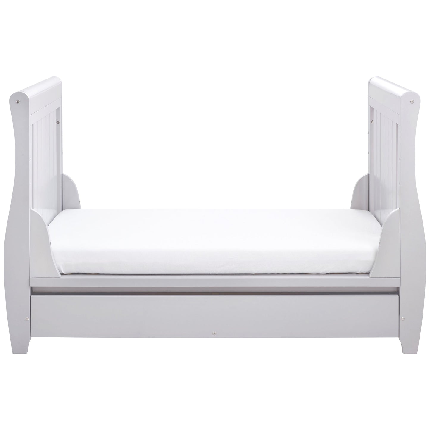 Babymore Stella Sleigh Drop Side Cot Bed 140 x 70cm Grey