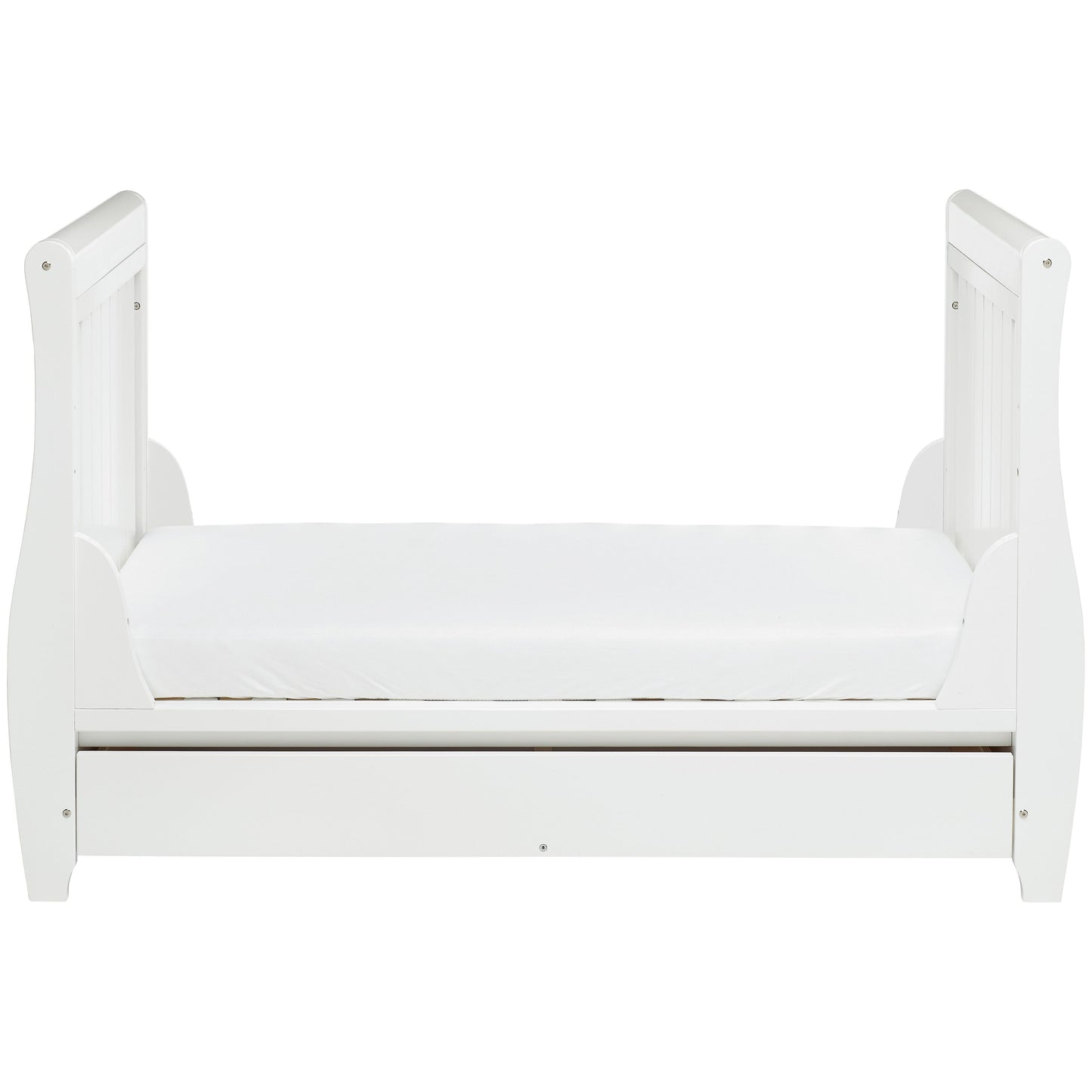 Babymore Stella Sleigh Drop Side Cot Bed 140 x 70cm White