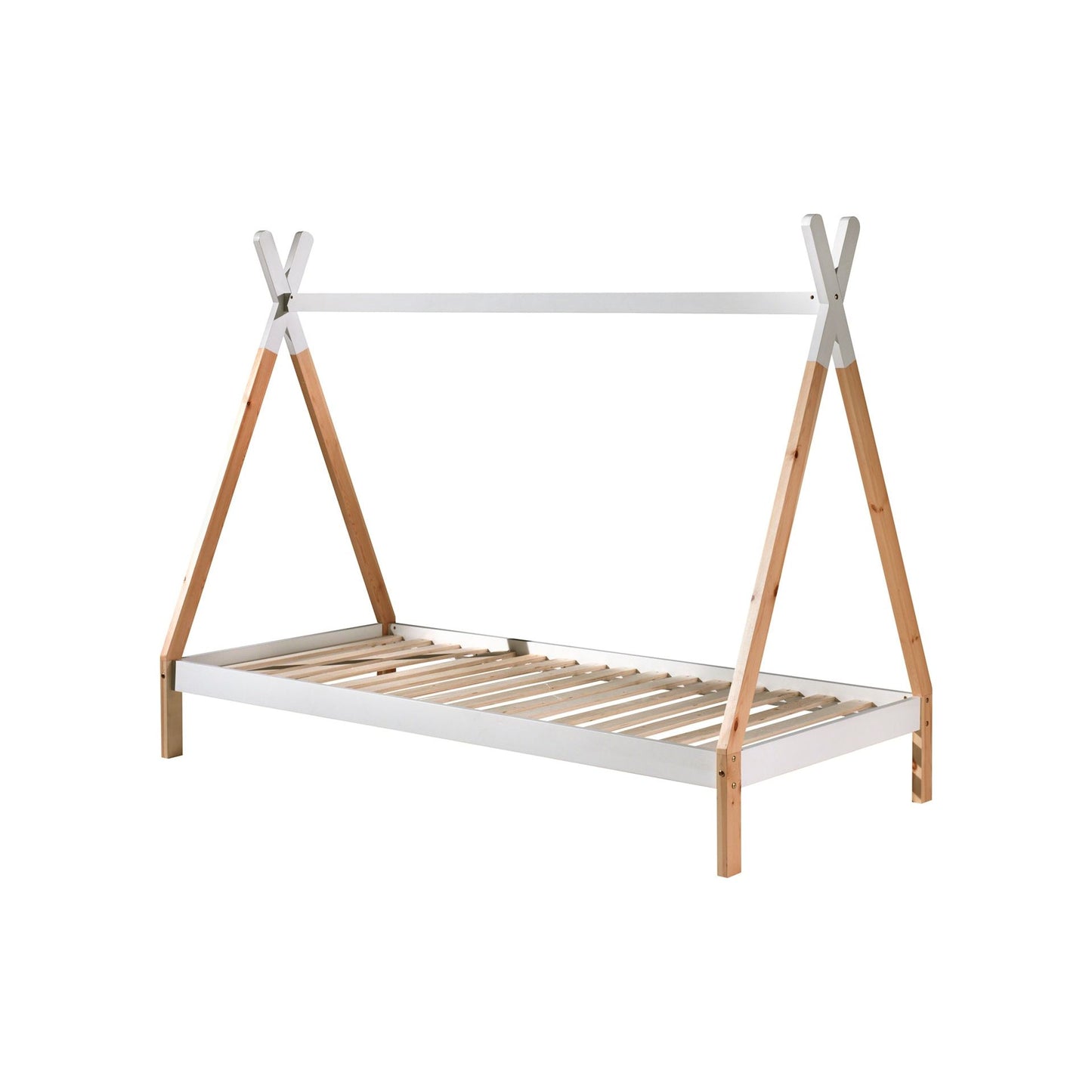 VIPACK TIPI European raised single tent bed 90 X 200cm white with cover and storage drawer