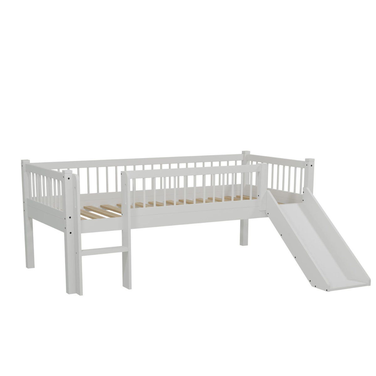 VIPACK FORREST European single mid sleeper low with slide 90 X 200 cm white
