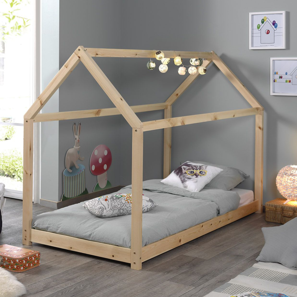VIPACK JAXX CABANE kids house bed 90 x 200cm natural