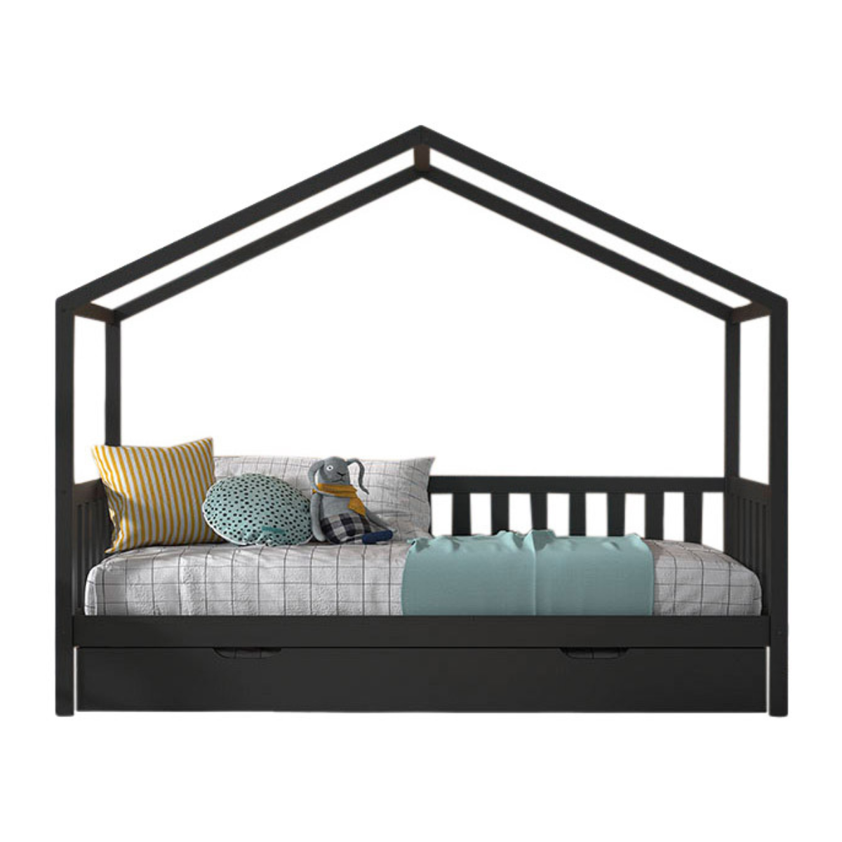VIPACK DALLAS single house bed 90 X 200cm with fence anthracite