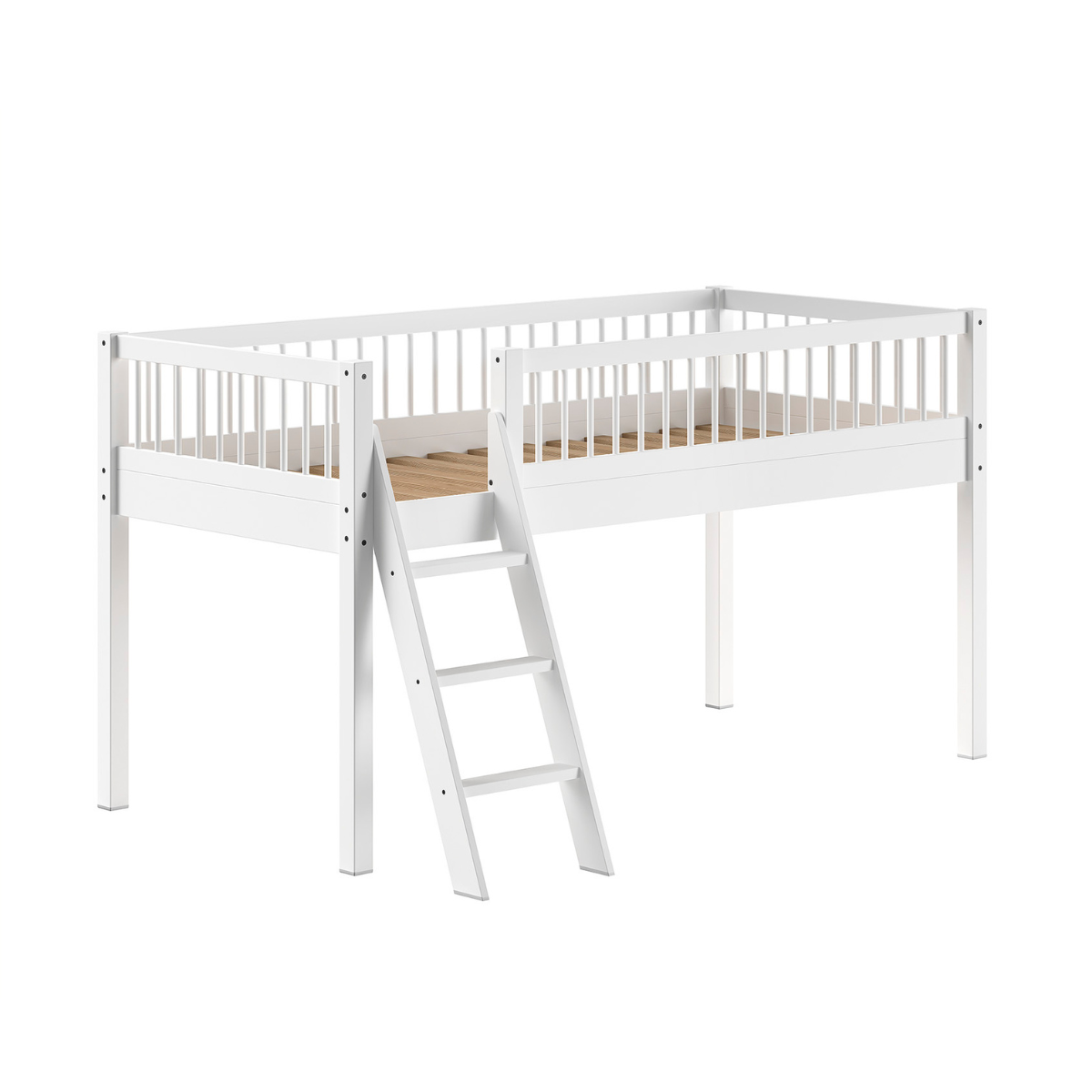 VIPACK Forrest white mid sleeper bed wooden single kids bed with ladder