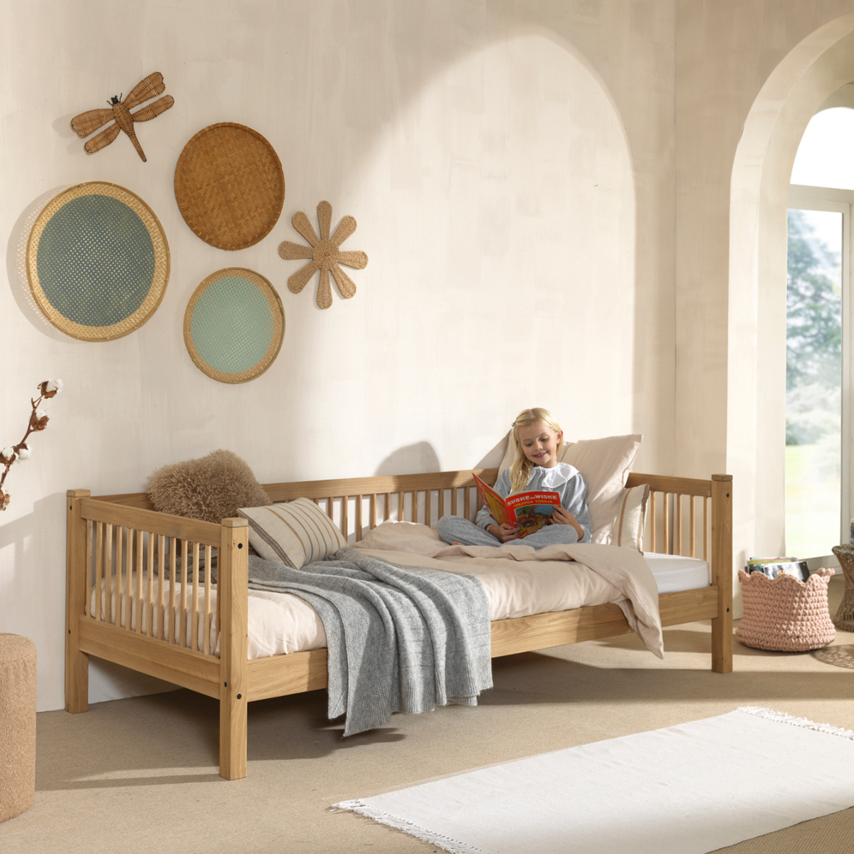 VIPACK FORREST European single cabin bed 90 X 200cm oak inc bed guard