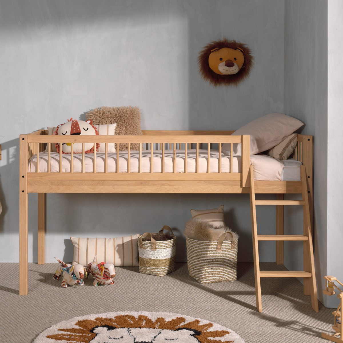 VIPACK FORREST European single mid sleeper 90 x 200 cm oak