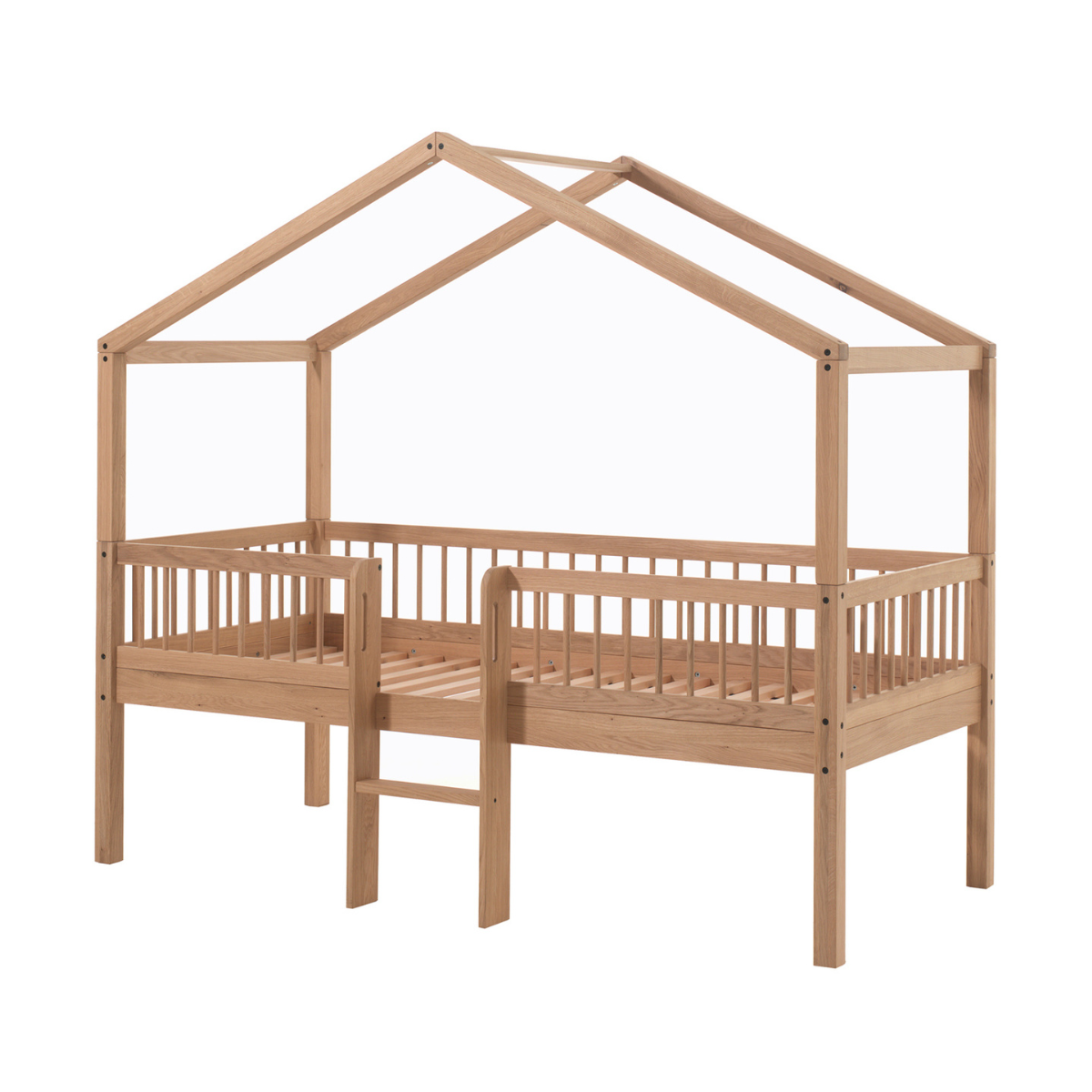 VIPACK FORREST European single house bed with ladder 90 x 200cm oak