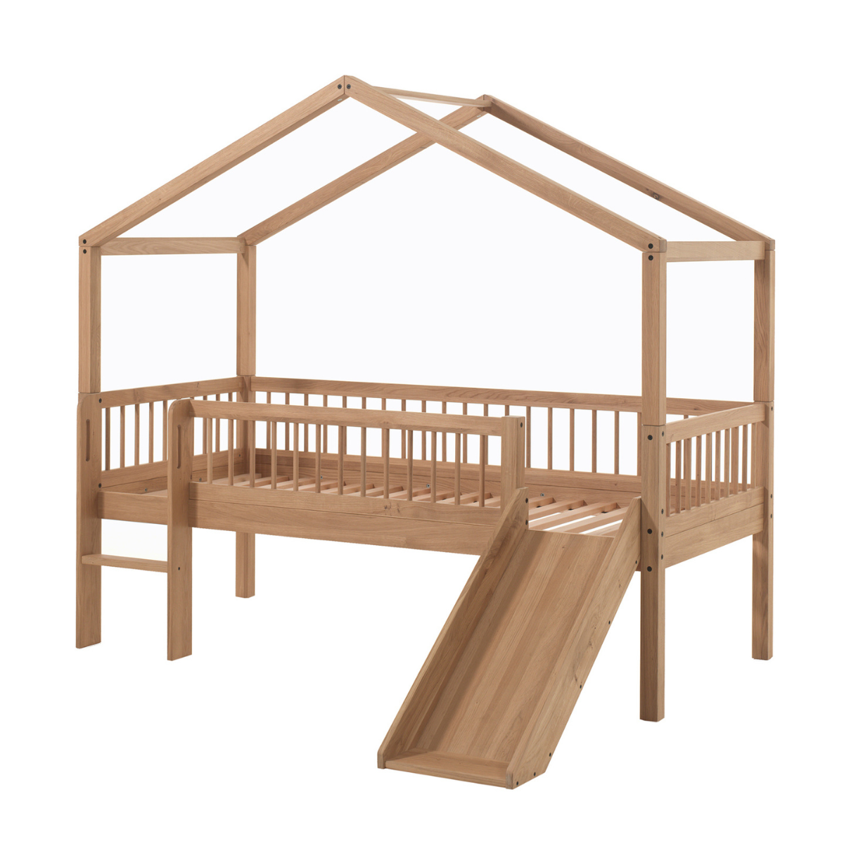 VIPACK FORREST European single house bed with slide 90 x 200cm oak