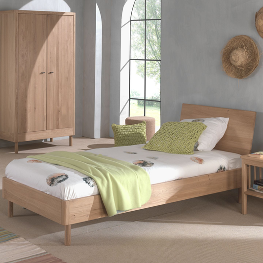 VIPACK FORREST European single bed 90 X 200cm oak with oak headboard