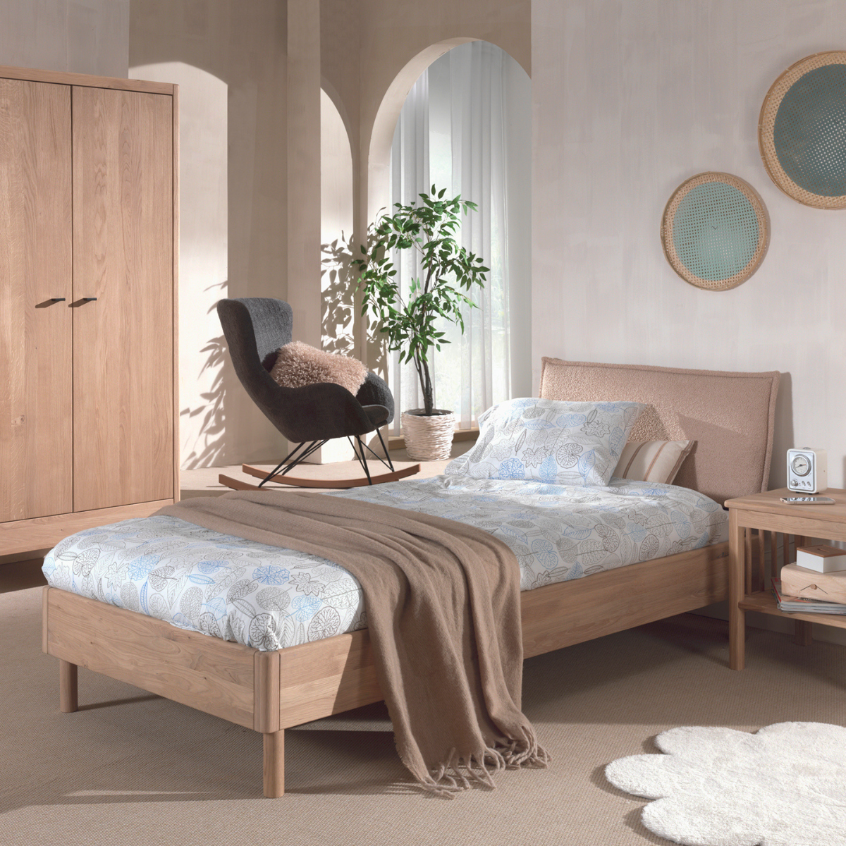 VIPACK FORREST European single bed 90 X 200cm oak