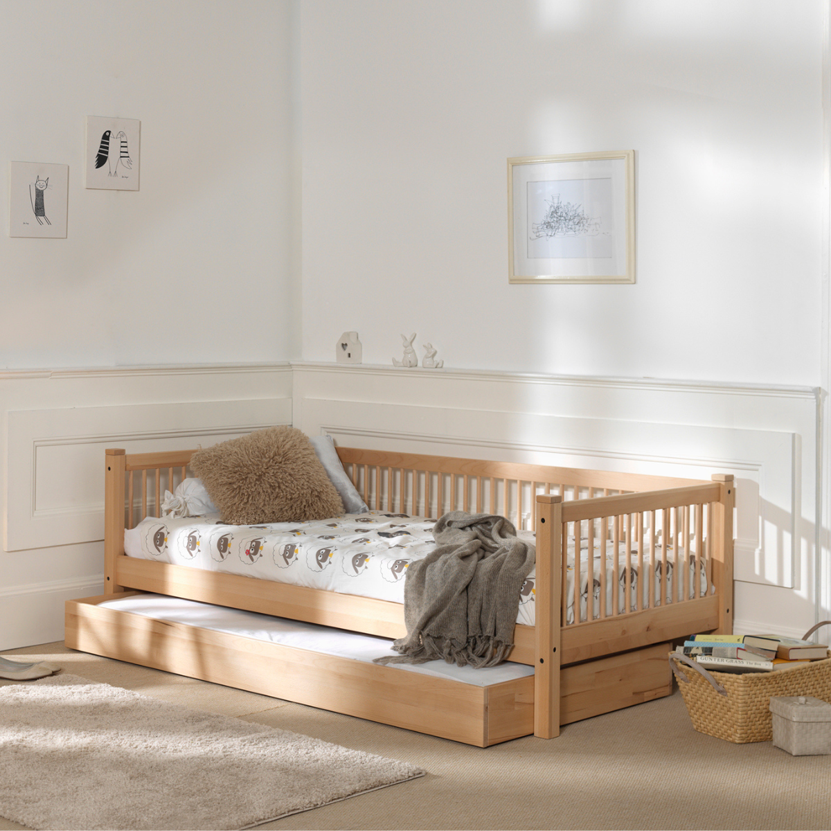 vipack forrest natural wood day bed with underbed storage drawer
