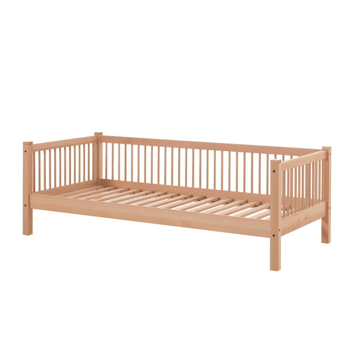 VIPACK FORREST Solid Beech Day Bed with Bed Guard – Natural
