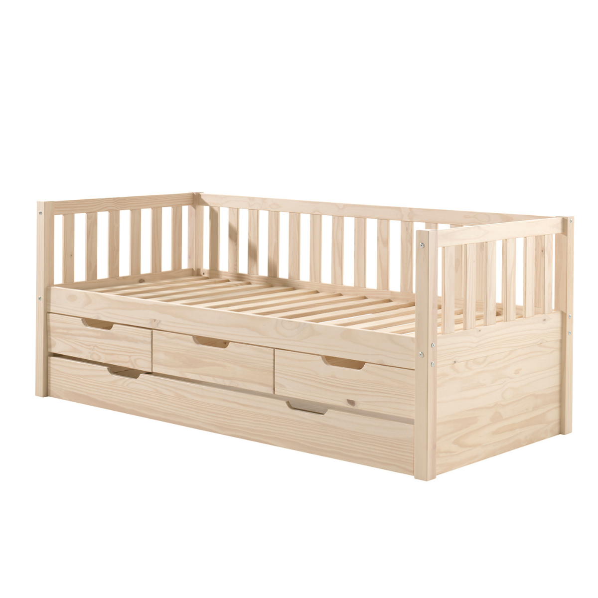 VIPACK FRITZ European single cabin bed 90 X 200cm with 3 drawers & under bed drawer pine
