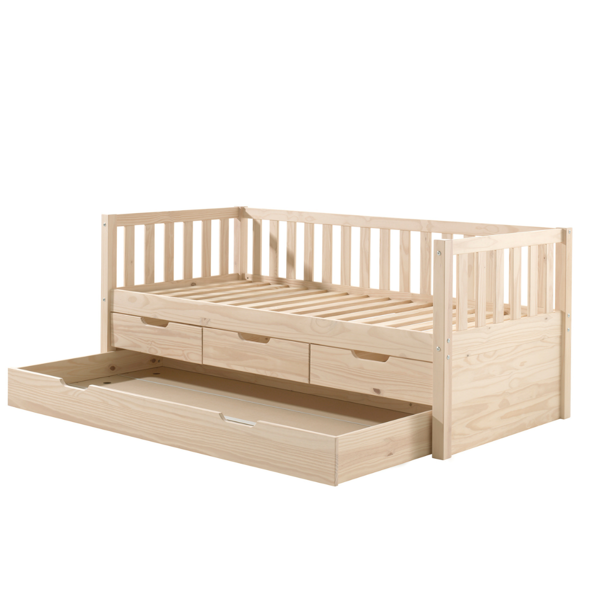 VIPACK FRITZ European single cabin bed 90 X 200cm with 3 drawers & under bed drawer pine